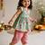 Sishu girls mint green & aqua floral print  angarakha kurta with pant