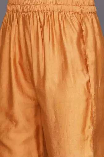 Women Coral Printed Regular Chanderi Silk Kurta with Trousers & With Dupatta