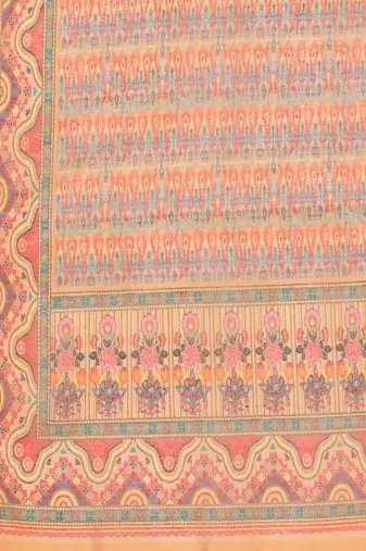 Women Coral Printed Regular Chanderi Silk Kurta with Trousers & With Dupatta