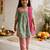 Girls mint green & pink floral print kurta with pant & dupatta
