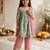 Girls mint green & pink floral print kurta with pant & dupatta