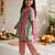 Girls mint green & pink floral print kurta with pant & dupatta