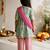 Girls mint green & pink floral print kurta with pant & dupatta