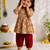 Sishu girls mustard & red patola print cotton angarakha kurta with pant