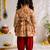 Sishu girls mustard & red patola print cotton angarakha kurta with pant
