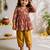 Sishu girls red & mustard patola print cotton angarakha kurta with pant