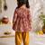 Sishu girls red & mustard patola print cotton angarakha kurta with pant