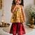 Sishu girls red & mustard floral print cotton kurti with sharara