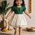 Sishu girls green chanderi silk zari a-line bowdress