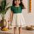 Sishu girls green chanderi silk zari a-line bowdress