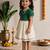 Sishu girls green chanderi silk zari a-line bowdress