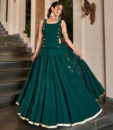 Premium Marble Fabric Navratri Free Size Lehenga Set with Real Mirror Work Koti