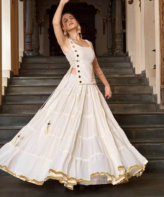 georgette Navratri Free Size Lehenga Set with Real Mirror Work Koti 1