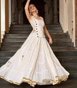 georgette Navratri Free Size Lehenga Set with Real Mirror Work Koti