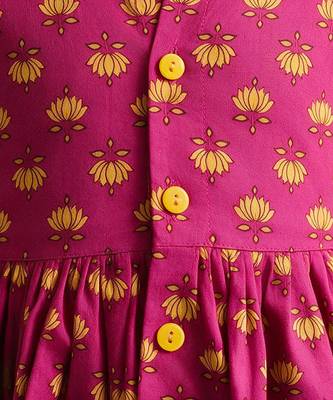Sishu girls pink floral print cotton a-line dress 2