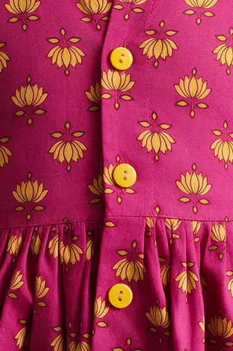 Sishu girls pink floral print cotton a-line dress