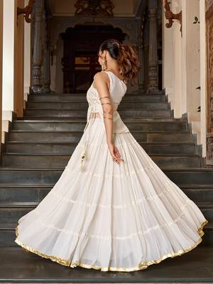 georgette Navratri Free Size Lehenga Set with Real Mirror Work Koti 3
