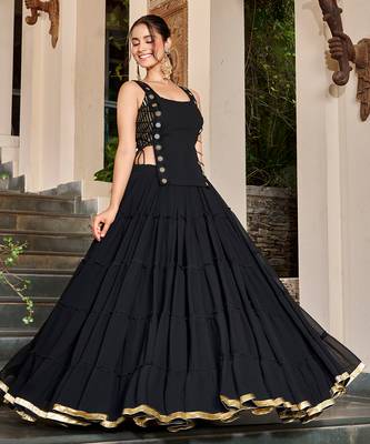 Premium Marble Fabric Navratri Free Size Lehenga Set with Real Mirror Work Koti 1