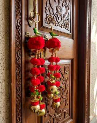 handmade pompom bell door hanging decorative home festive decor (pack of 6) 1