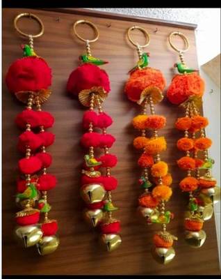 handmade pompom bell door hanging decorative home festive decor (pack of 6) 4