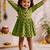 Sishu girls green floral print cotton a-line dress