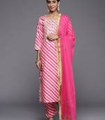 Leheriya Printed Gotta Patti Kurta with Trousers & Dupatta