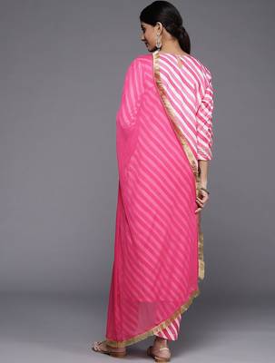 Leheriya Printed Gotta Patti Kurta with Trousers & Dupatta 5