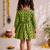 Sishu girls green floral print cotton a-line dress