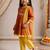 Girls orange embroidered kurta with trousers & dupatta