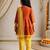 Girls orange embroidered kurta with trousers & dupatta