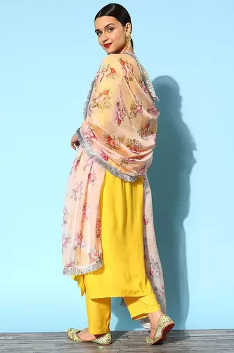 Women Solid Viscose Rayon Hyper Texture Kurta Set