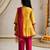 Girls mustard embroidered kurta with trousers & dupatta
