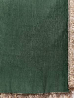 Women Green Ethnic Motifs Embroidered Gotta Patti Kurta with Trousers & With Dupatta 4