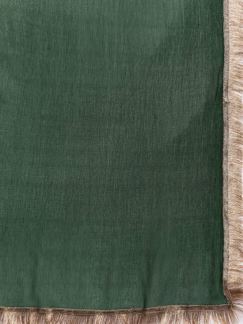 Women Green Ethnic Motifs Embroidered Gotta Patti Kurta with Trousers & With Dupatta