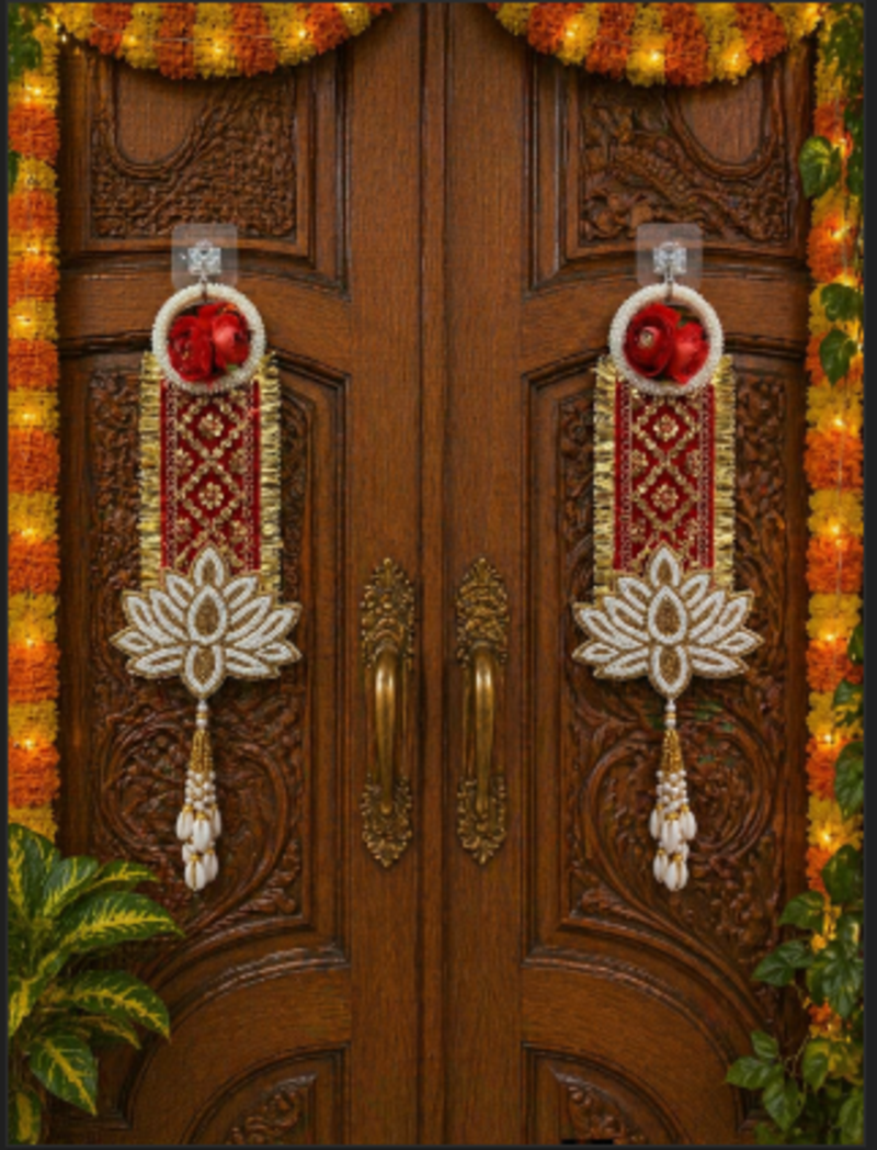 handmade lotus patch door hanging decorative home festive decor (pack of 2)
