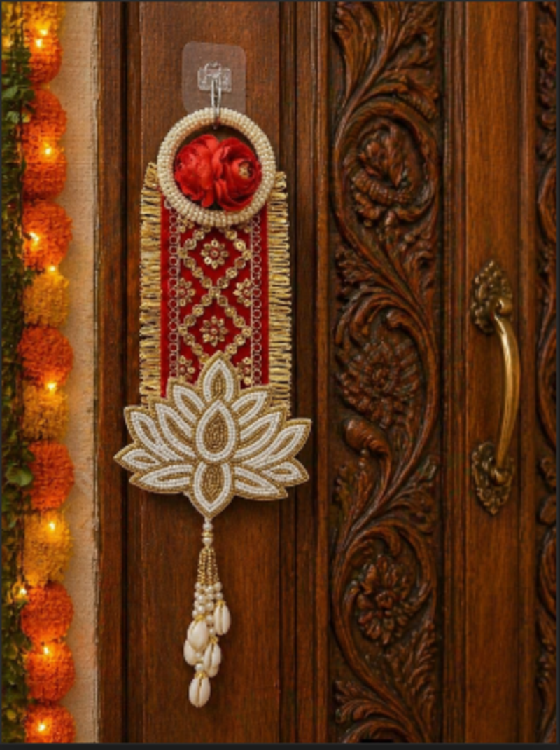 handmade lotus patch door hanging decorative home festive decor (pack of 2)