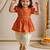 Sishu girls orange floral embroidered kurta with dhoti pant