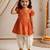 Sishu girls orange floral embroidered kurta with dhoti pant