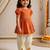 Sishu girls orange floral embroidered kurta with dhoti pant