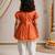 Sishu girls orange floral embroidered kurta with dhoti pant