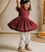 Sishu girls maroon floral embroidered kurta with dhoti pant