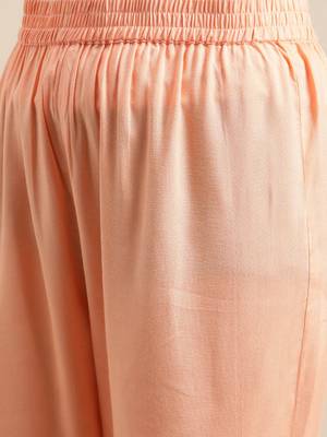 Women Peach-Coloured Ethnic Motifs Printed Kaftan Kurta with Trousers 3