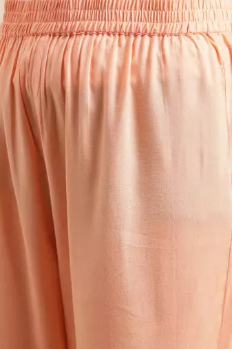 Women Peach-Coloured Ethnic Motifs Printed Kaftan Kurta with Trousers