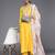 Women Yellow Yoke Design Mirror Work Kurta with Trousers & Dupatta