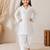 Girls white cotton chikankari kurta with patiala pants