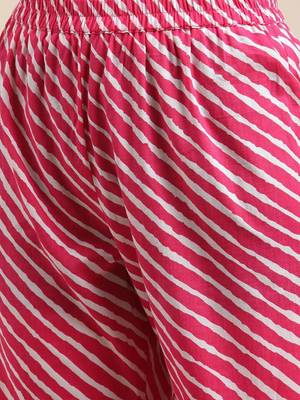 Women Pink Leheriya Printed Gotta Patti Kurti with Sharara & With Dupatta 3