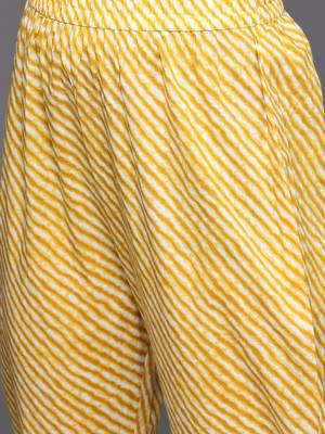 Women Mustard Yellow Ethnic Motifs Printed Sequinned Pure Cotton Kurta with Trousers & With Dupatta 3