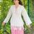 White&pink silk blend readymade suit with embroidery work