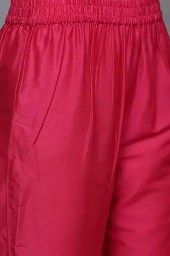 Women Fuchsia Yoke Design Kurta with Trousers & With Dupatta