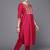 Women Fuchsia Yoke Design Kurta with Trousers & With Dupatta